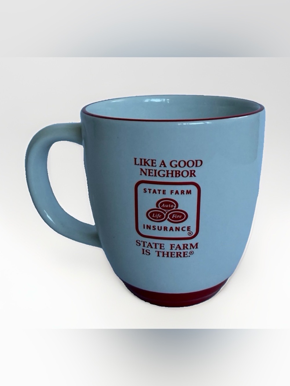 State Farm Insurance Coffee Mug Like A Good Neighbor Ceramic Cup Red Rim Tea Cup